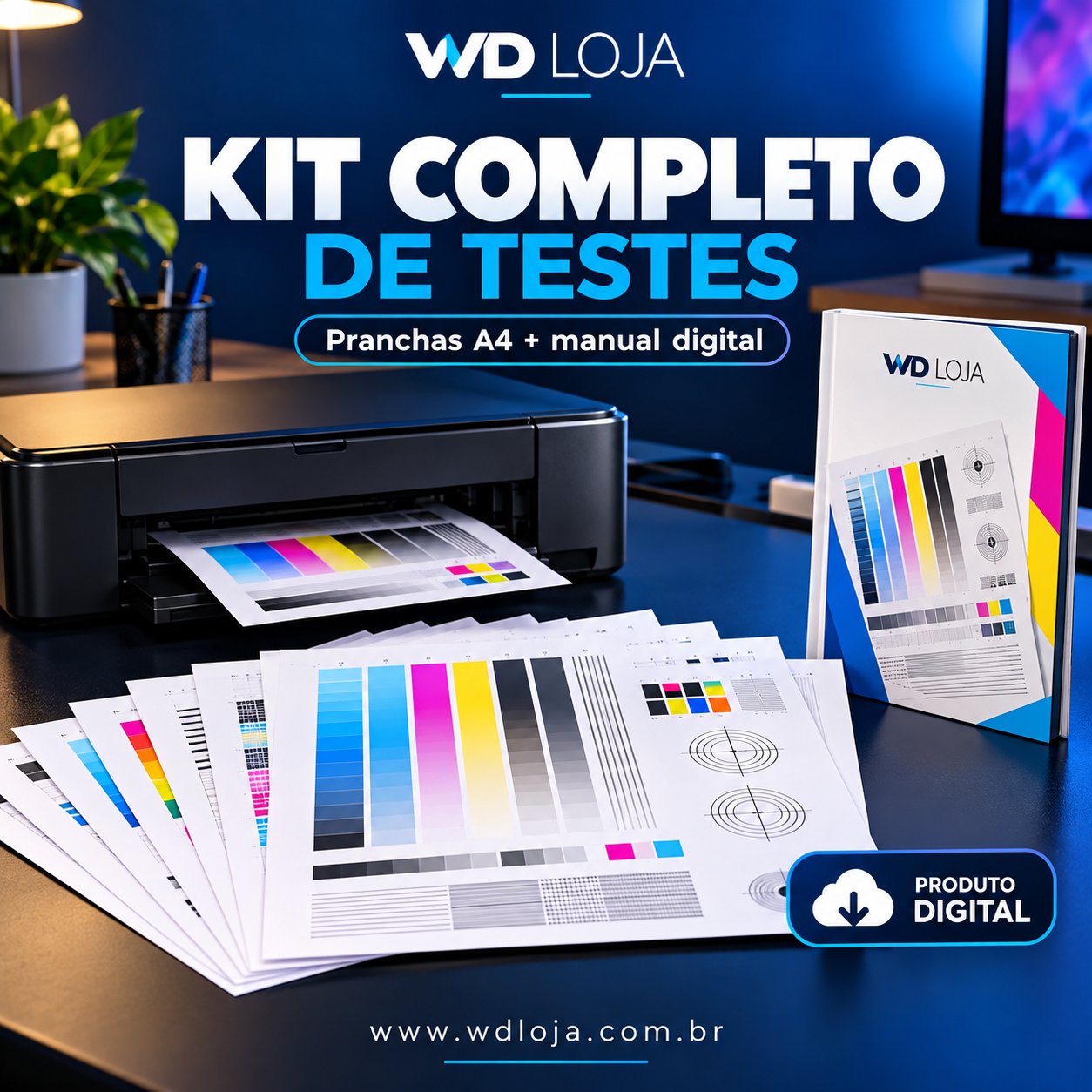 Kit completo de testes - pranchas A4 e manual digital